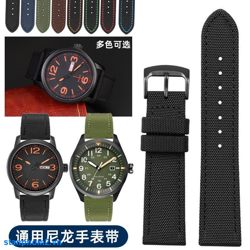 Phù Hợp Dây Đeo Bằng Vải Canvas Nylon 22mm 0428 Cho Đồng Hồ CITIZEN Bitizen Eco-Drive BM8475 / BM714