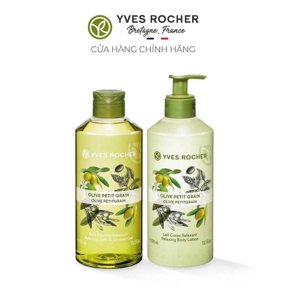 Combo làm sạch và dưỡng ẩm cơ thể Yves Rocher OLIVE PETIT GRAIN 790ML