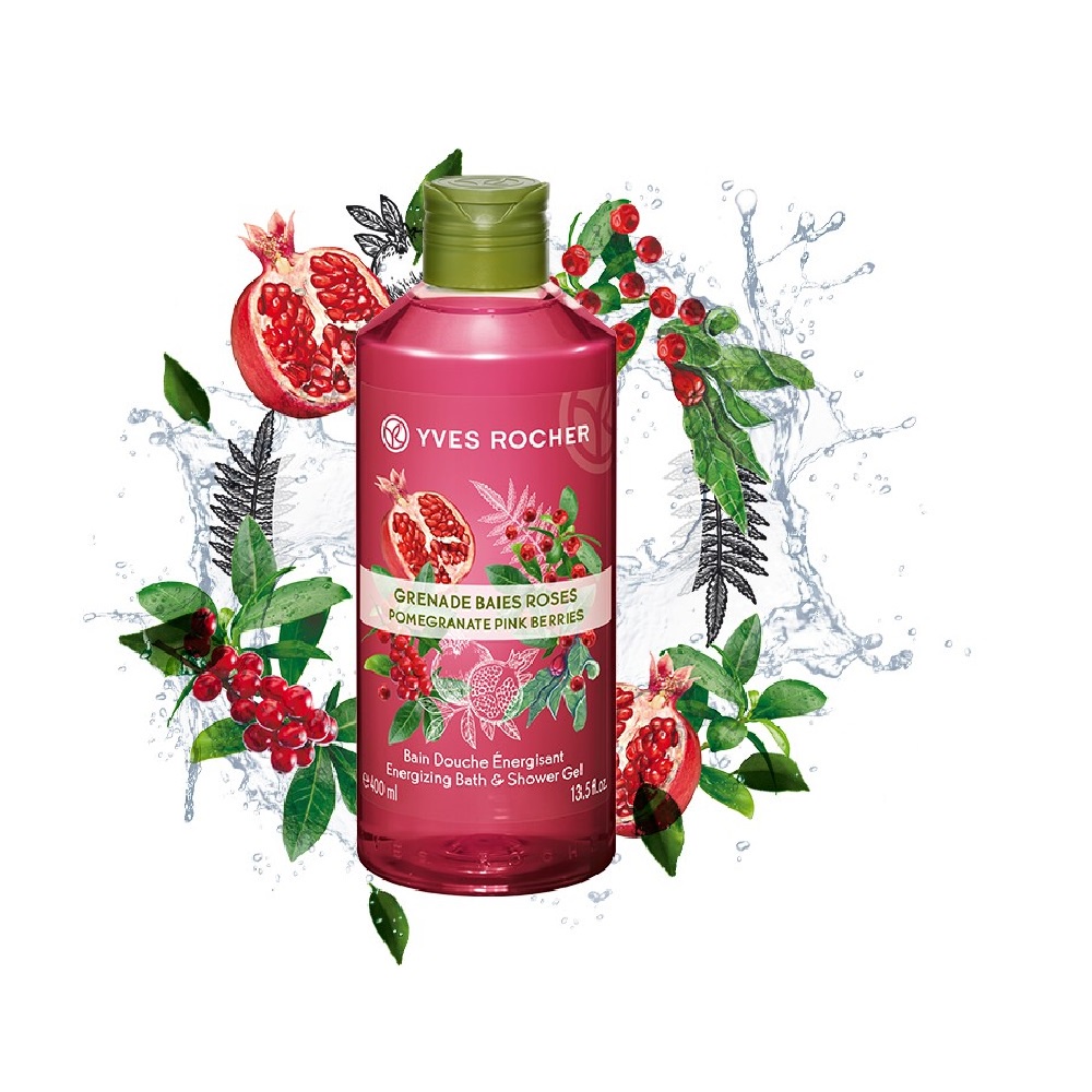 Combo 2 Sữa Tắm Hương Quả Lựu Và Hạt Tiêu Hồng Yves Rocher Pomegranate Pink Berries Relaxing Bath & Shower Gel 400ml