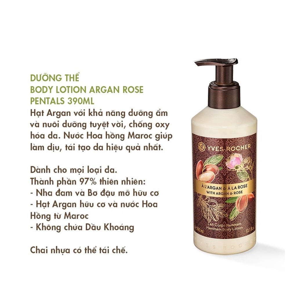 Combo sữa tắm làm sạch và dưỡng ẩm cơ thể Yves Rocher ROCHER ARGAN ROSE PEALS