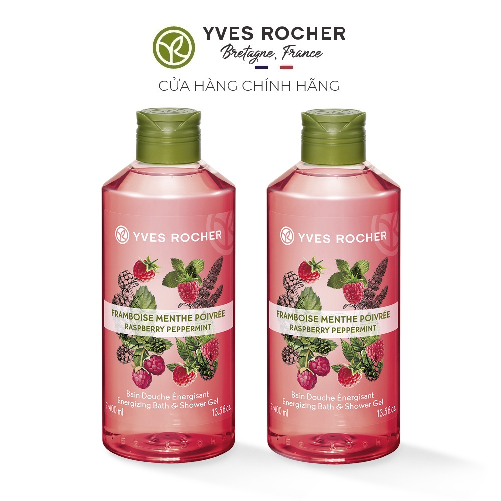 Combo 2 Sữa Tắm Yves Rocher Energizing Bath And Shower Gel Raspberry Peppermint 400ml