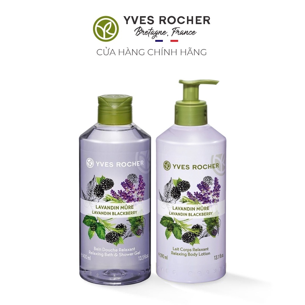 Combo làm sạch và dưỡng ẩm cơ thể Yves Rocher LAVANDIN BLACKBERRY 790ML