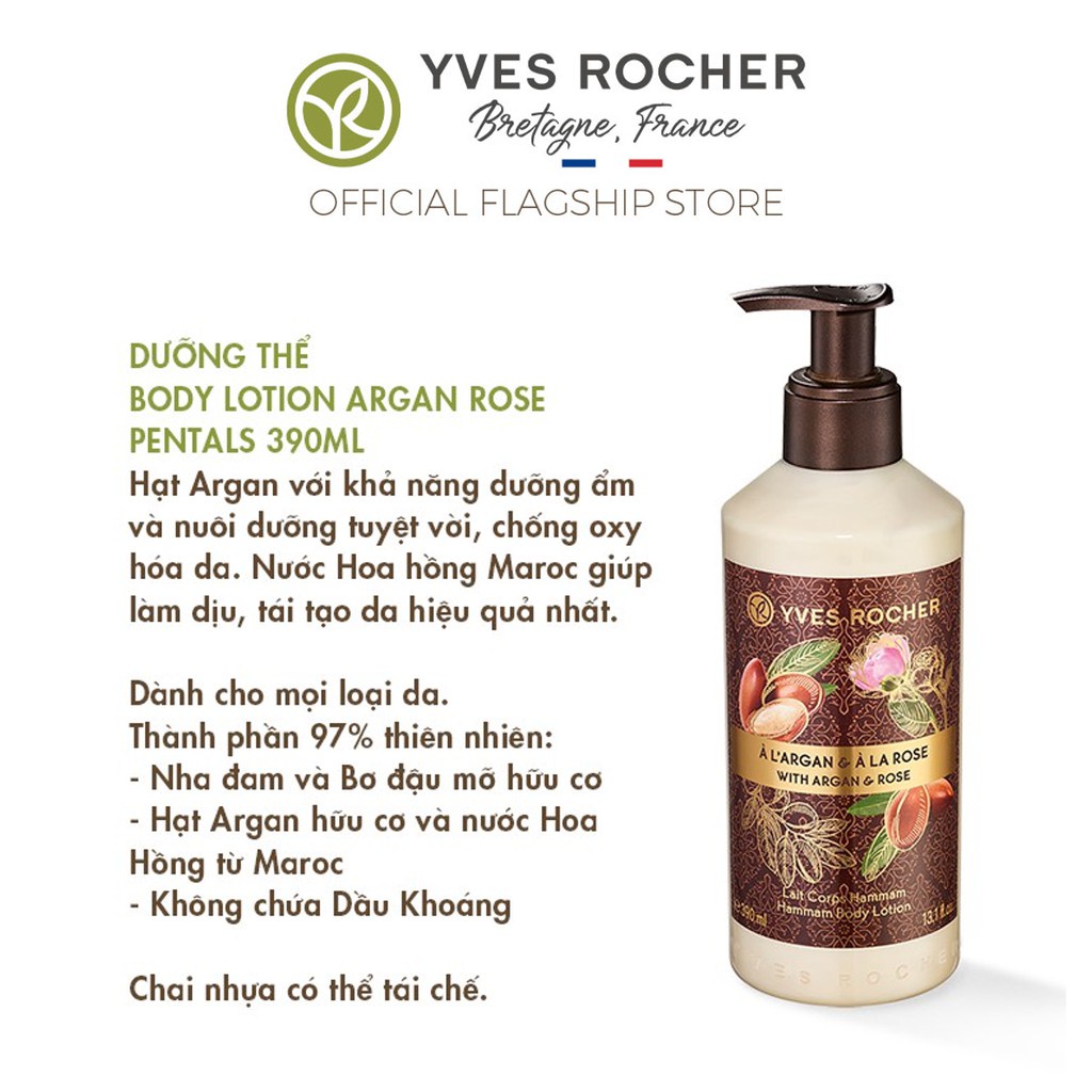 Sữa Dưỡng Thể Yves Rocher Argan Rose Retals Hammam Body Lotion 390ml