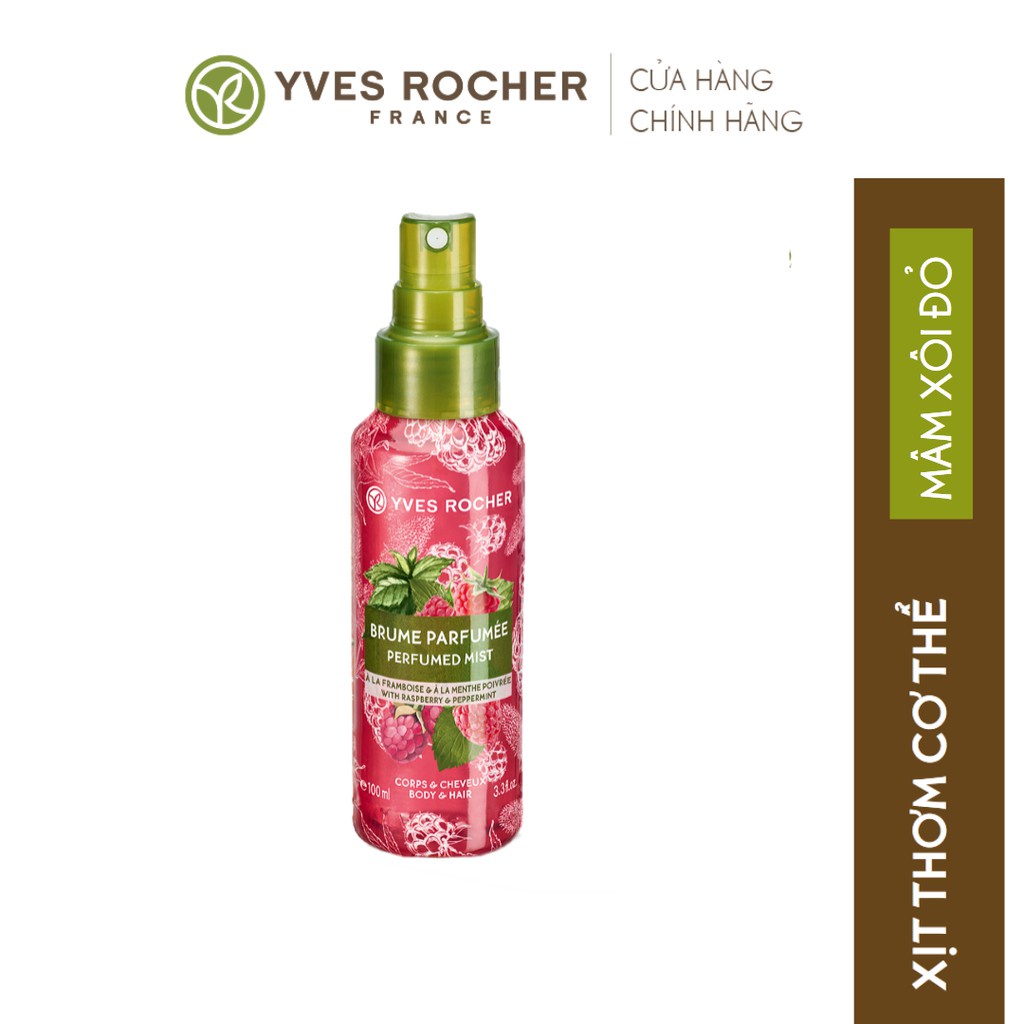 Xịt Thơm Toàn Thân Yves Rocher Sensuality Body & Hair Mist Raspberry Peppermint 100ml