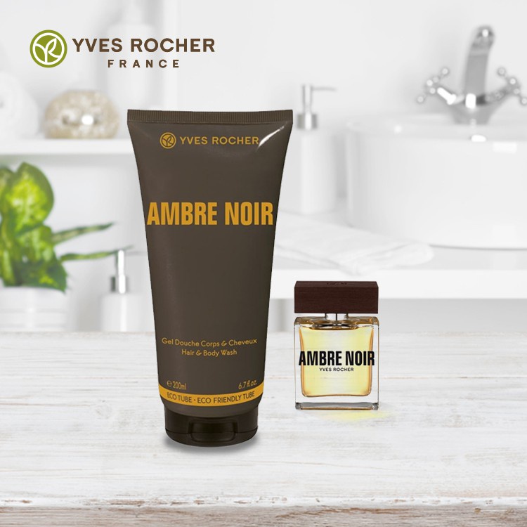 Tắm Gội Cho Nam Yves Rocher Ambre Noir Hair And Body Shampoo 200ml