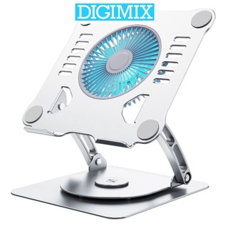 Giá đỡ tản nhiệt hợp kim nhôm xoay 360 độ, kèm quạt tản nhiệt làm mát DIGIMIX điều chỉnh độ cao.