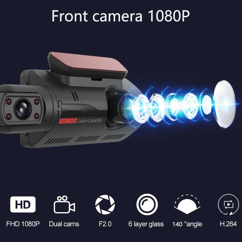 Camera Hành Trình ONTEKCO A68 quay TRƯỚC và TRONG xe , ghi hình 1080p hồng ngoại ban đêm trong xe