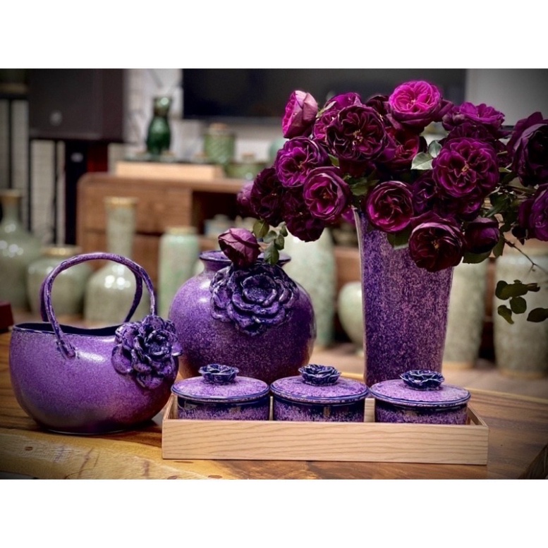 Gốm Bát Tràng - Bình hoa decor, trang trí lọ hoa men tím nhiều kiểu dáng, hàng gốm thủ công mẫu mã đẹp