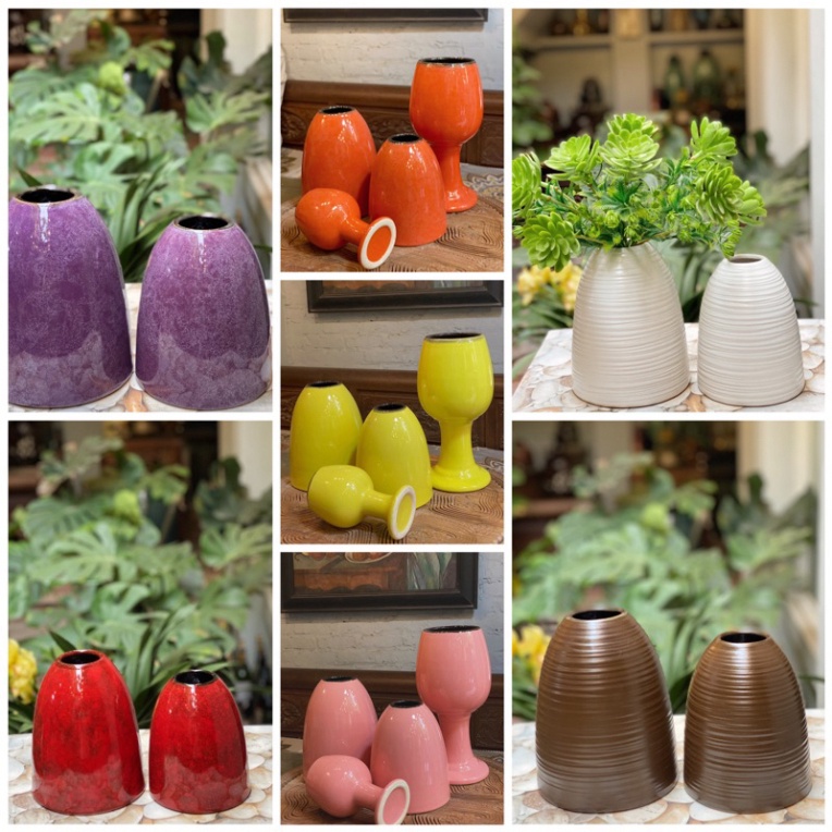 Bình hoa decor trang trí, cắm hoa, lọ hoa dáng chuông mini gốm, Bình cắm hoa dáng chuông nhiều màu, Lọ hoa dáng chuông