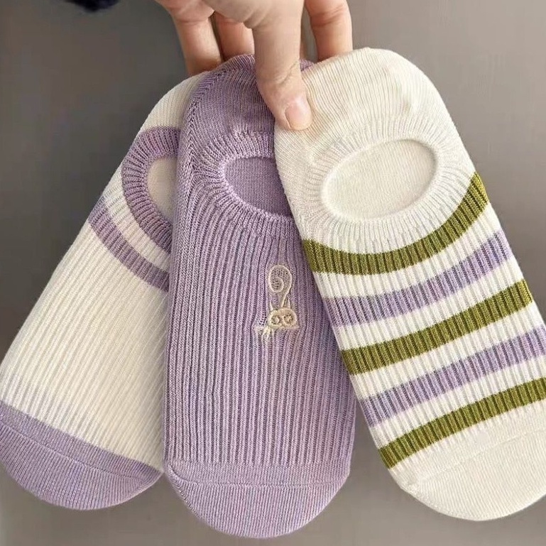 Vớ Thuyền Mỏng Mùa Xuân Hè Miệng Nông Kẻ Sọc Dễ Phối Đồ Cho Nữ