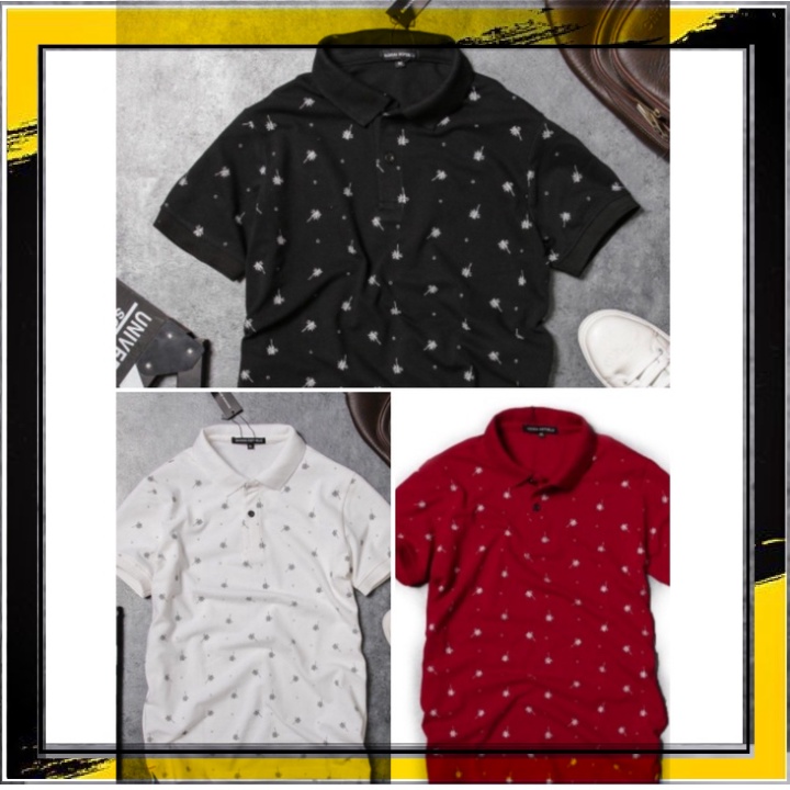 ♥ SHOES ♥ Áo phông Polo ngắn tay Nam Cộc Tay ( Họa tiết Cây Dừa ) vải cá sấu co giãn 4 chiều, chất đẹp, mềm mịn ✴Xả Kho