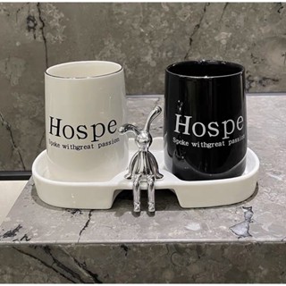 bộ cốc đánh răng kèm khay gốm sứ Hospe cao cấp