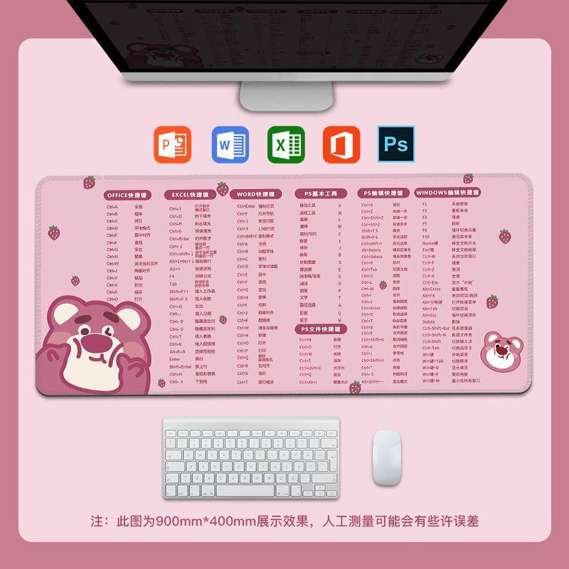 Tấm Lót Chuột Và Bàn Phím Máy Tính In Hình Gấu / Dâu Tây Dễ Thương