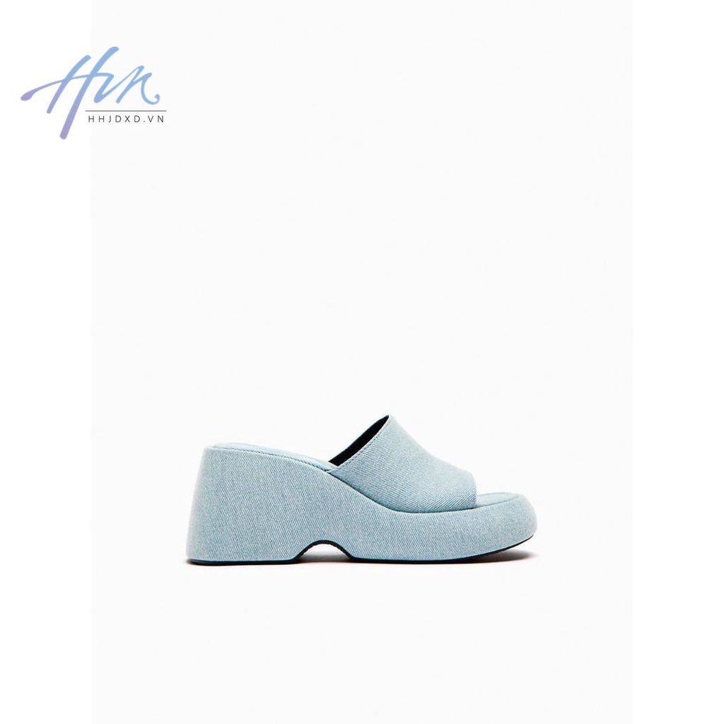 Sandal Cao Gót Hở Mũi Chất Liệu Denim Màu Xanh Dương Thời Trang Mùa Hè Mới 2023 Cho Nữ