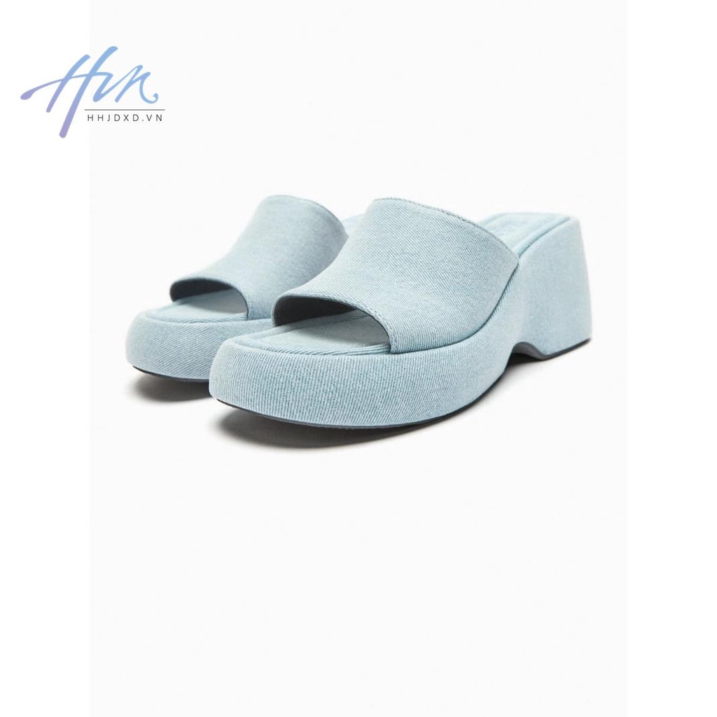 Sandal Cao Gót Hở Mũi Chất Liệu Denim Màu Xanh Dương Thời Trang Mùa Hè Mới 2023 Cho Nữ
