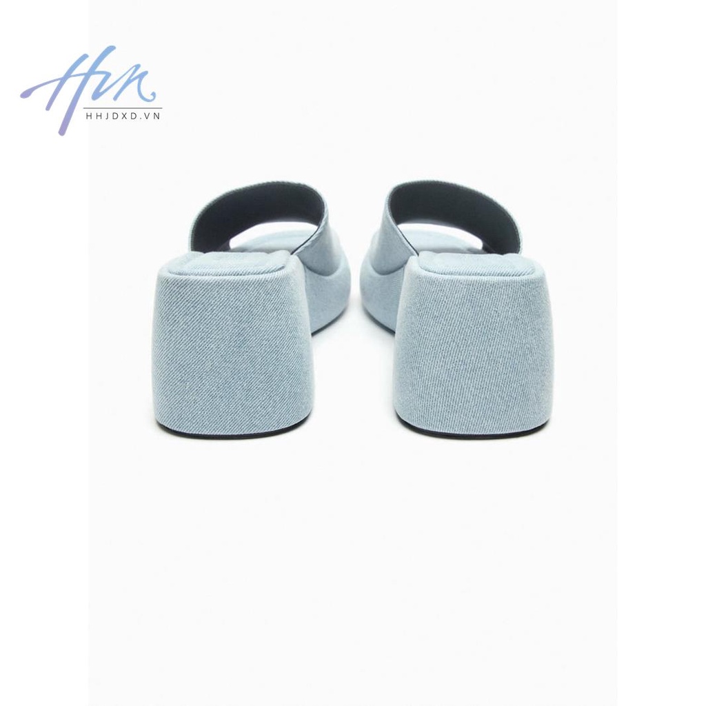 Sandal Cao Gót Hở Mũi Chất Liệu Denim Màu Xanh Dương Thời Trang Mùa Hè Mới 2023 Cho Nữ
