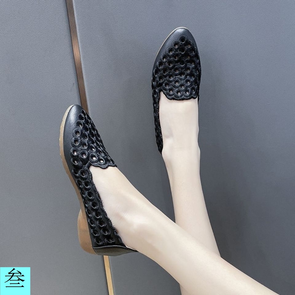 Giày Búp Bê Da Đế Mềm Thêu Họa Tiết Xinh Xắn Chất Lượng Theo Phong Cách Mùa Hè Dành Cho Nữ