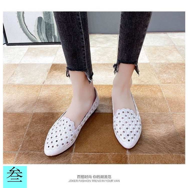 Giày Búp Bê Da Đế Mềm Thêu Họa Tiết Xinh Xắn Chất Lượng Theo Phong Cách Mùa Hè Dành Cho Nữ