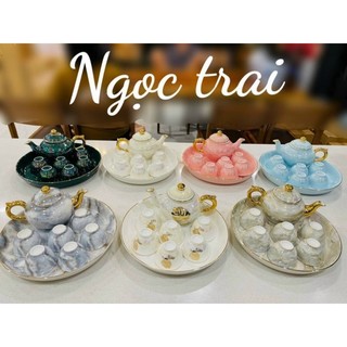 Ấm chén Ngọc Trai - Hàng nhập khẩu cao cấp, Ấm chén sứ nhập khẩu cao cấp, Ấm chén nhập khẩu, Ấm chén đẹp, Ấm chén sứ đẹp