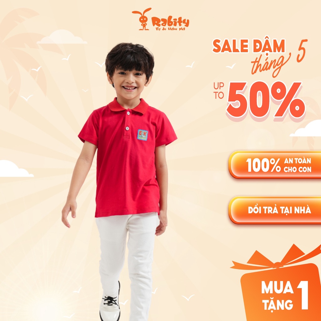 Áo thun polo có cổ ngắn tay bé trai phông mát mặc hè Rabity X Elle Kids - Design in Paris 82025