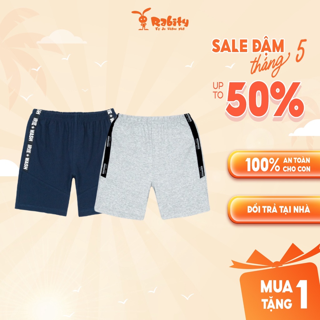 Quần short thun cho bé trai và bé gái Rabity quần soóc cạp chun cotton mùa hè thoáng mát cho trẻ em 91074