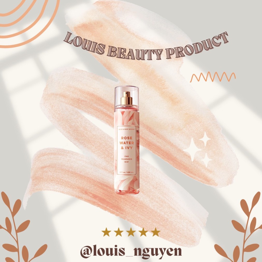 Xịt thơm toàn thân BBW ROSE WATER & IVY