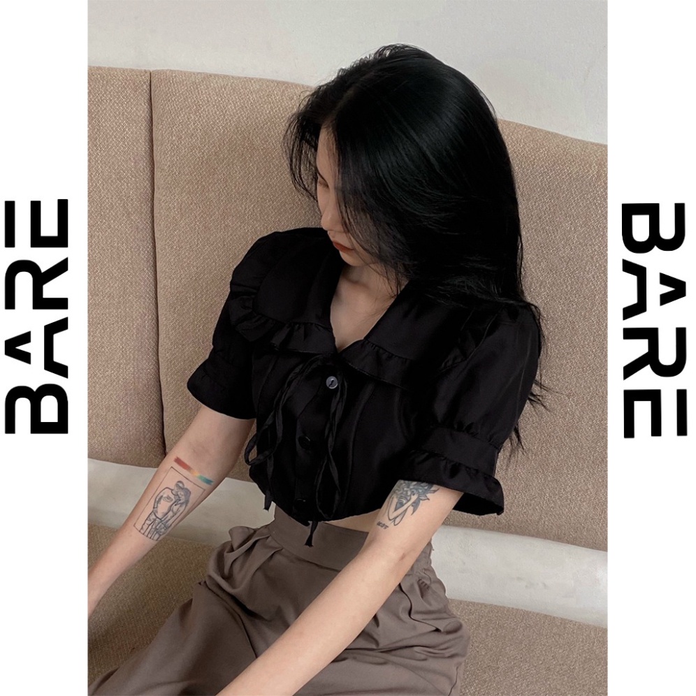 Áo croptop kiểu nữ tay phồng dáng ngắn style Hàn quốc chiết eo dễ thương - AO025 - Hàng mới về