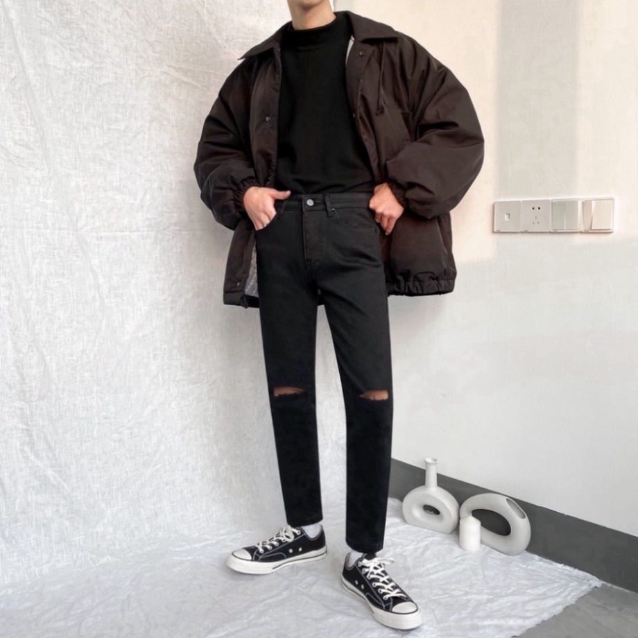 Quần Jean Skinny Nam Chất Bò,Màu Đen co giãn kiểu korea make up và trang điểm và thời trang và năng động - 8556 a256 a32