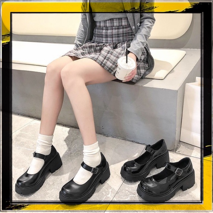 ♥ SHOES ♥ Giày Mary.Jane nâng độn đế cao 5cm da bóng/ da lì cá tính năng động trẻ trung đơn giản quai cài mới đẹp trend