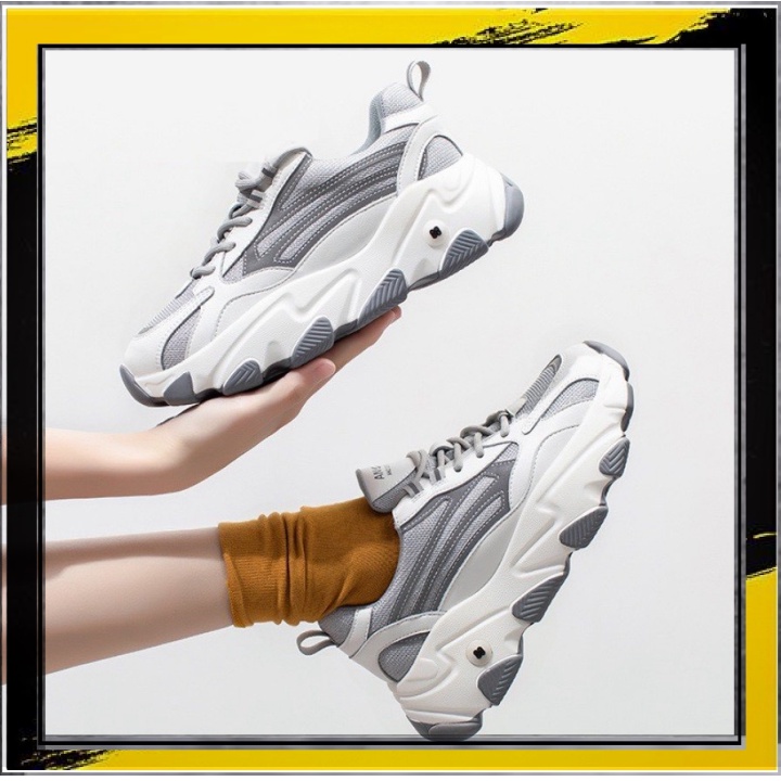 ♥ SHOES ♥ Giày thể thao snaeker nữ H05 Phản quang Xám Kiểu dáng Sport thời trang đi êm chân dễ phối đồ năng động cá tính