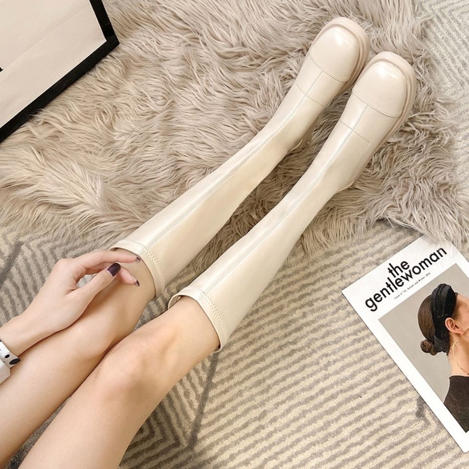 Giày Bốt Da Cổ Cao Lót Nhung Mỏng Thời Trang 2023 Cá Tính Cho Nữ