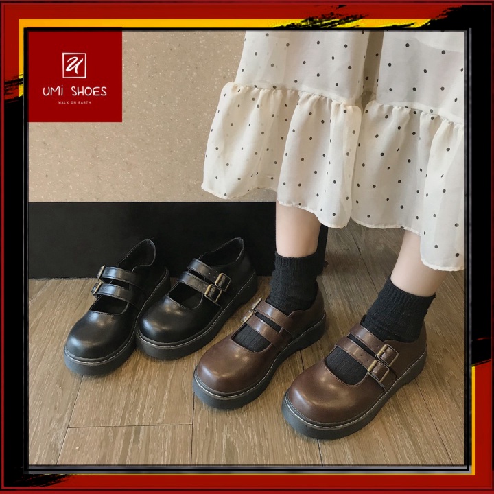 ♥ SHOES ♥ Giày đế bằng nữ oxford vintage lolita quai cài cá tính năng động trẻ trung màu đen/nâu xinh đẹp mới hot trend
