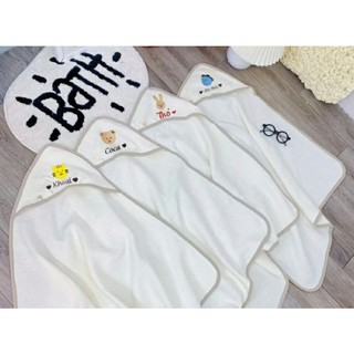 Khăn choàng ủ 4 lớp chất liệu xô muslin thêu tên cho bé