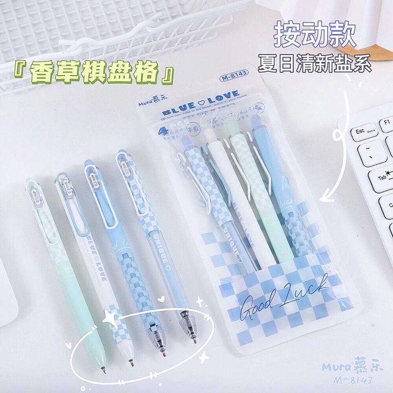 Set 4 bút Gel hiệu MURA  bản BLUE LOVE