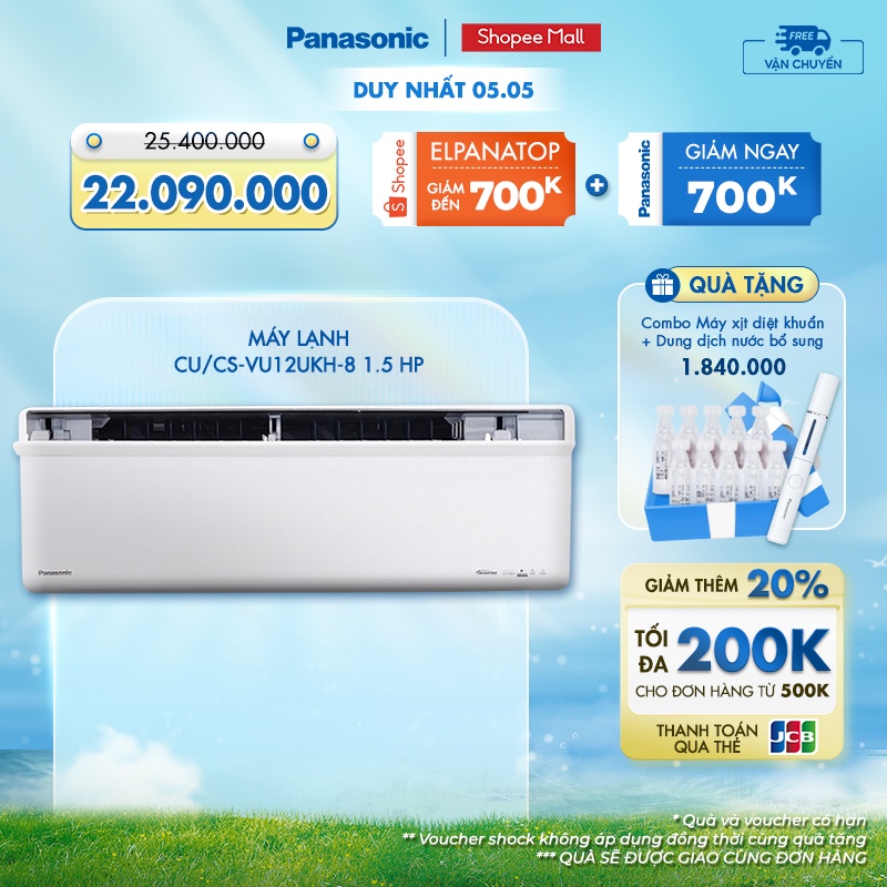 Máy lạnh Panasonic CU/CS-VU12UKH-8 - Một chiều - Inverter sang trọng Sky series