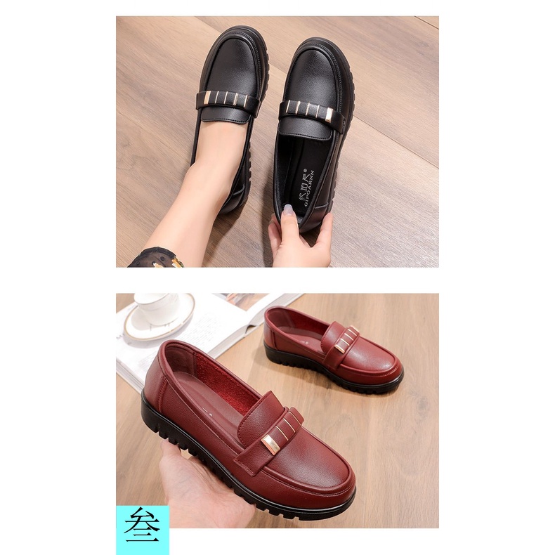 Giày Da Thật Đế Mềm Chống Trượt Thoải Mái Thời Trang Xuân Thu 2023 Cho Nữ Trung Niên