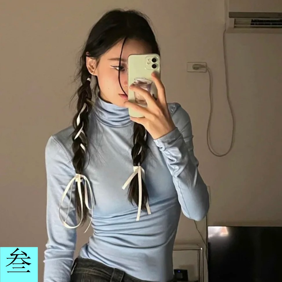 Dây Cột Tóc Ruy Băng Thắt Nơ Màu Trơn Phong Cách Pháp Ngọt Ngào Cho Nữ