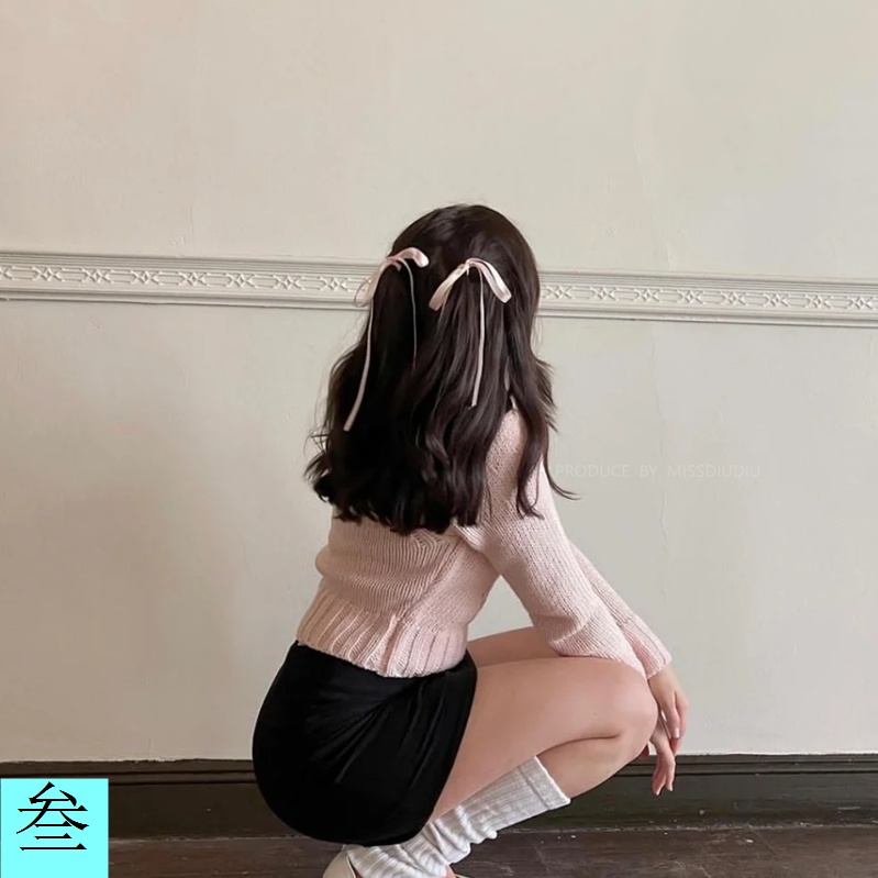 Dây Cột Tóc Ruy Băng Thắt Nơ Màu Trơn Phong Cách Pháp Ngọt Ngào Cho Nữ