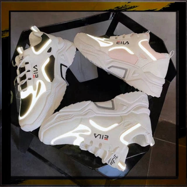 SHOES Giày thể thao nữ Ulzzang mã AKS đế cao 5cm 2 màu đen trắng phản quang phát sáng cá tính trê trung năng động mẫ