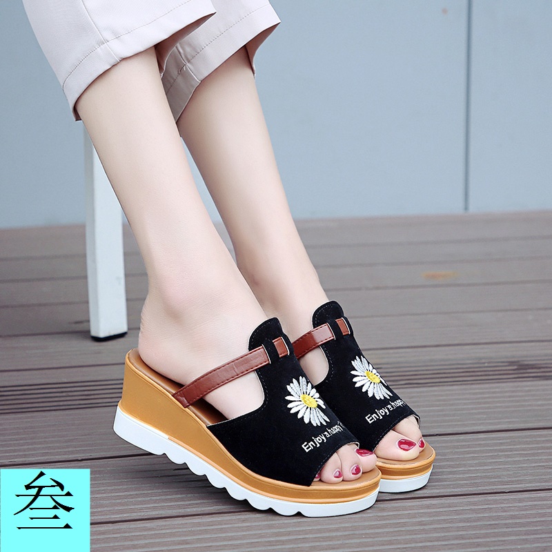 Giày Sandal Da Đế Xuồng Hở Mũi Thời Trang Mùa Hè Dành Cho Nữ