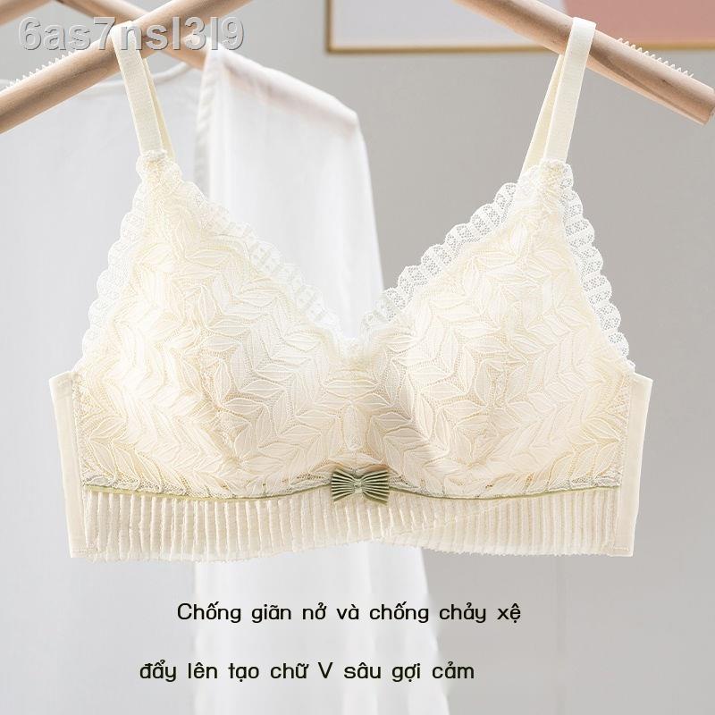 ▲Mùa hè mỏng phần quần lót ren nữ ngực nhỏ tập hợp không vòng thép cúp tam giác Bộ áo gợi cảm Pháp