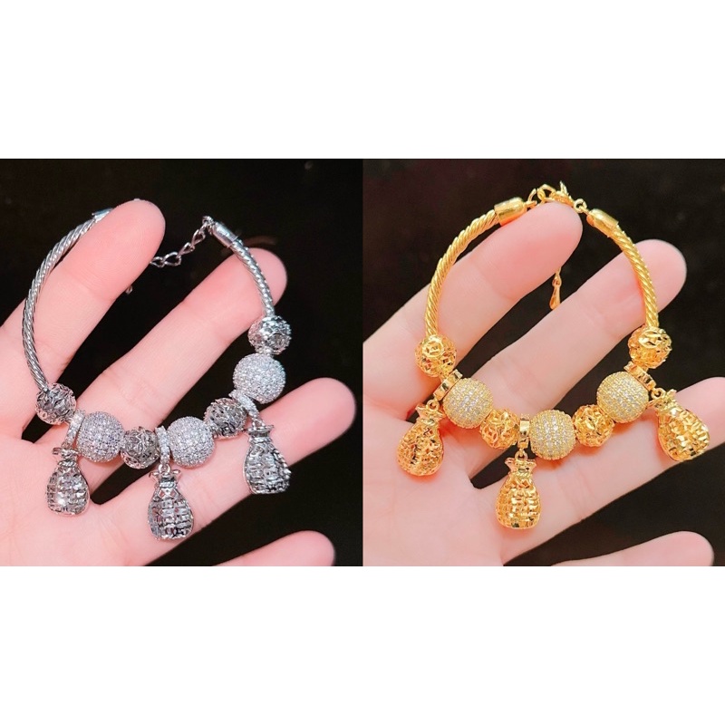 Vòng tay Nữ cham túi mạ vàng -bạch kim xinh xắn