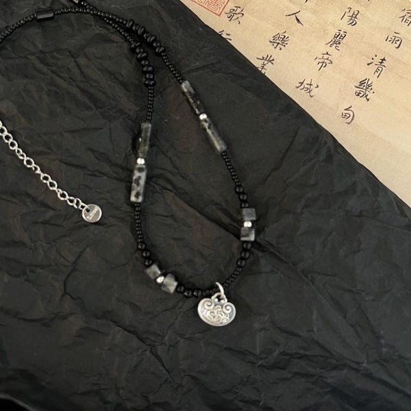 Vòng cổ Mặt Ổ Khóa An Toàn Bằng Đá Tự Nhiên Phong Cách Trung Hoa Mới