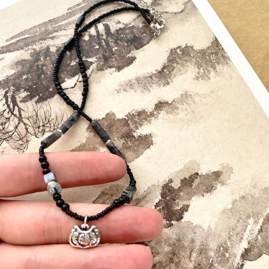 Vòng cổ Mặt Ổ Khóa An Toàn Bằng Đá Tự Nhiên Phong Cách Trung Hoa Mới