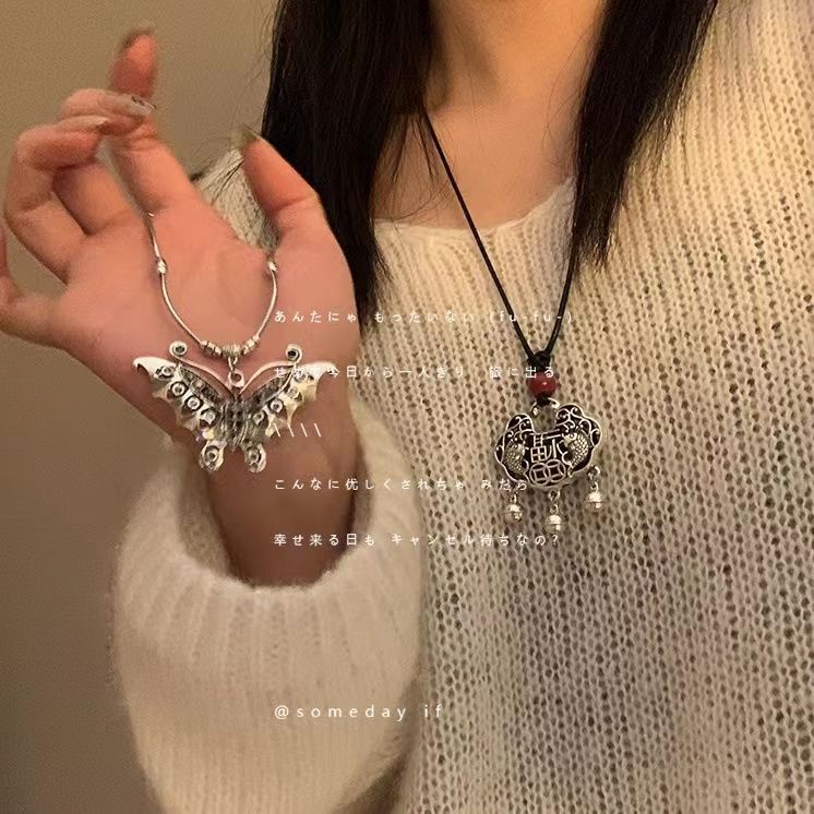 Vòng cổ Mặt Ổ Khóa An Toàn Kiểu Trung Hoa Cổ Điển Bằng Hợp Kim Hàng Mới 2023