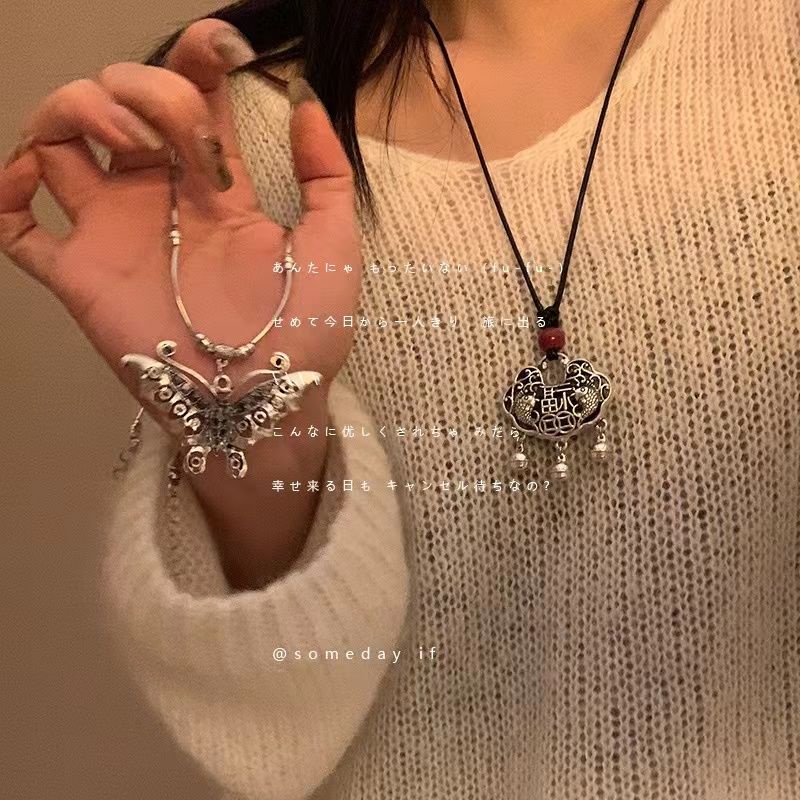 Vòng cổ Mặt Ổ Khóa An Toàn Kiểu Trung Hoa Cổ Điển Bằng Hợp Kim Hàng Mới 2023