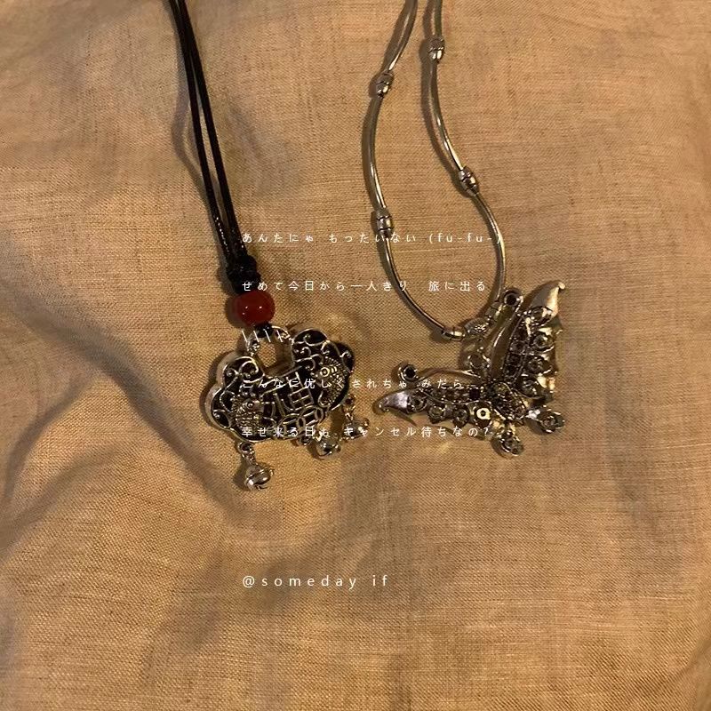 Vòng cổ Mặt Ổ Khóa An Toàn Kiểu Trung Hoa Cổ Điển Bằng Hợp Kim Hàng Mới 2023