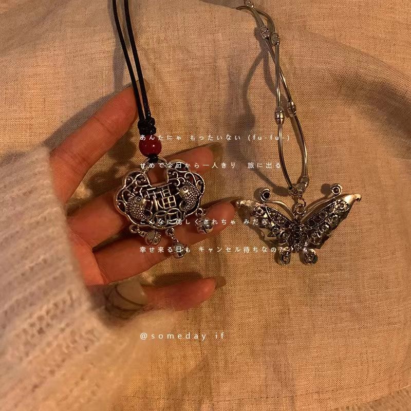 Vòng cổ Mặt Ổ Khóa An Toàn Kiểu Trung Hoa Cổ Điển Bằng Hợp Kim Hàng Mới 2023