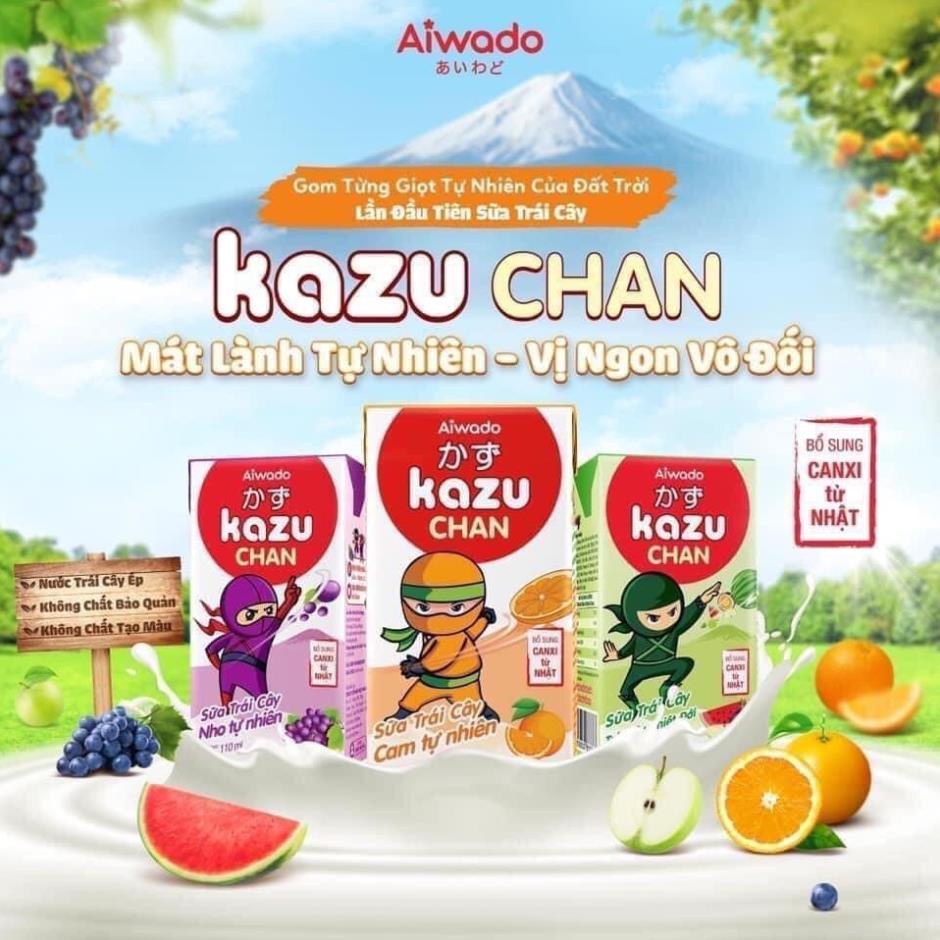 Sữa Trái Cây Aiwado Kazu Chan đủ vị (Thùng 48 Hộp x 110ml)