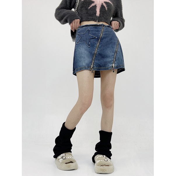 Jiashucheng Chân Váy Denim Ngắn Dáng Ôm Cỡ Lớn Phong Cách Retro Mỹ Dễ Phối Đồ Thời Trang Mùa Hè Mới Cho Nữ